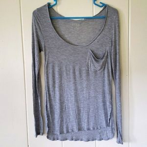 Womens Nollie XS Gray Long Sleeve Slouch Tee